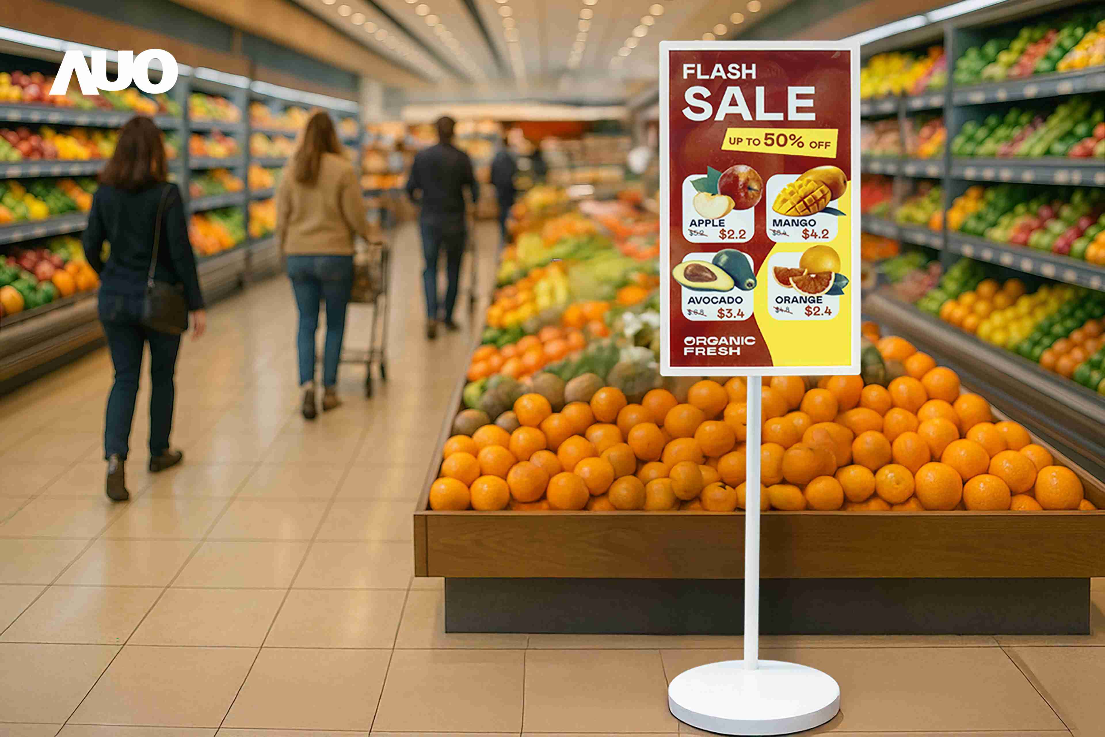 达擎首亮相低功耗、、全彩的〝aecoPost电子纸解决方案〞，，仅在更新画面时需要微量的电力驱动，，，无需布建电线的便捷设计，，，，使其可灵活应用、、随意置放，，，并可透过云端或行动装置app，，，轻松管理及排程广告内容，，，晋升店头营销利器。。。。